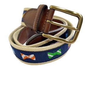 Canvas Bow Tie Navy Belt Size 34